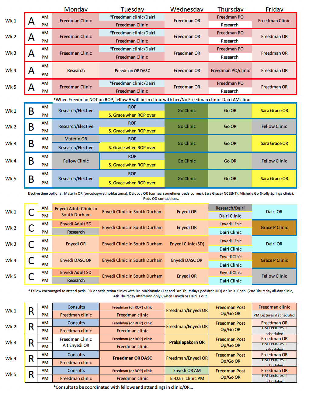 Peds schedule