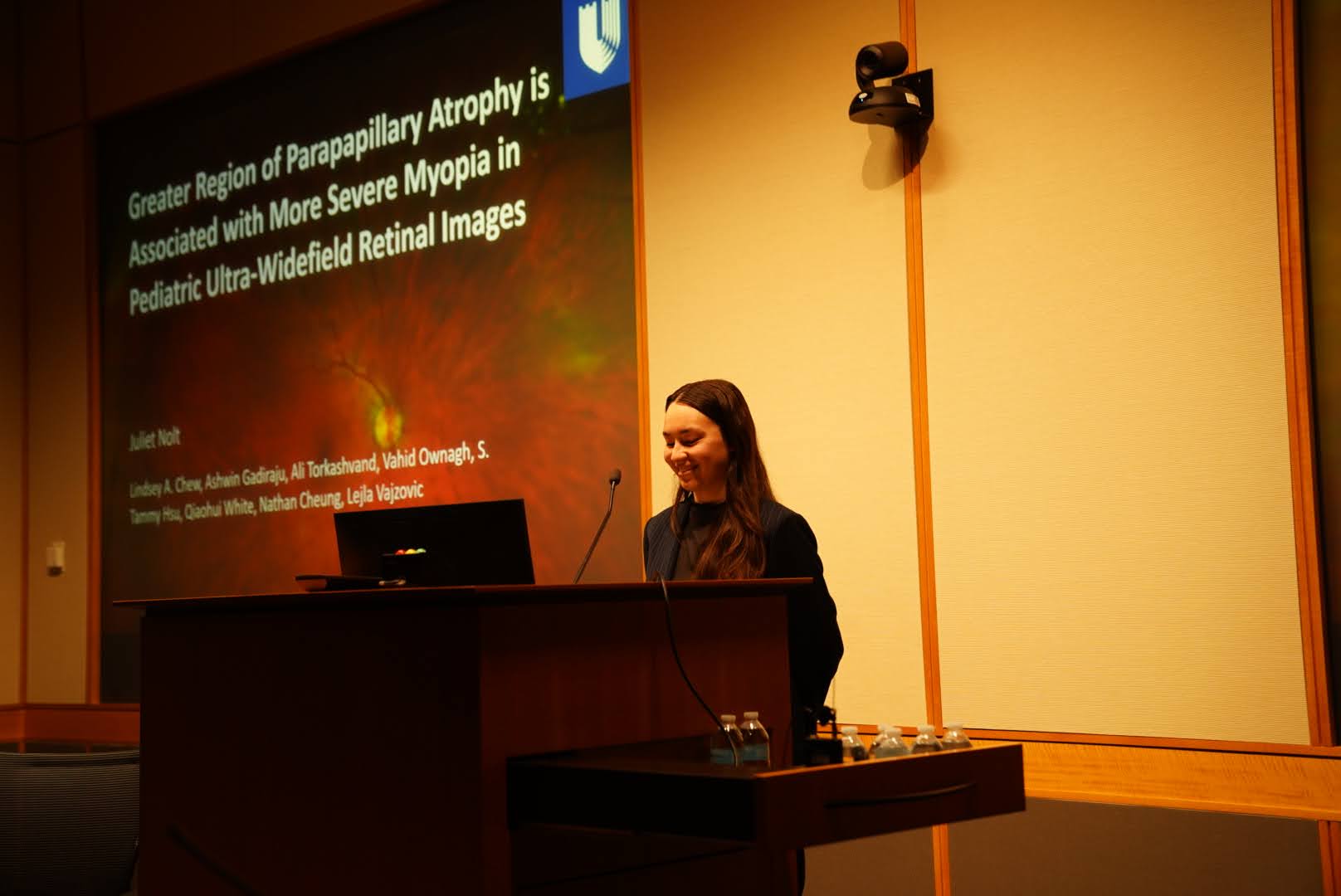 Student presenting research
