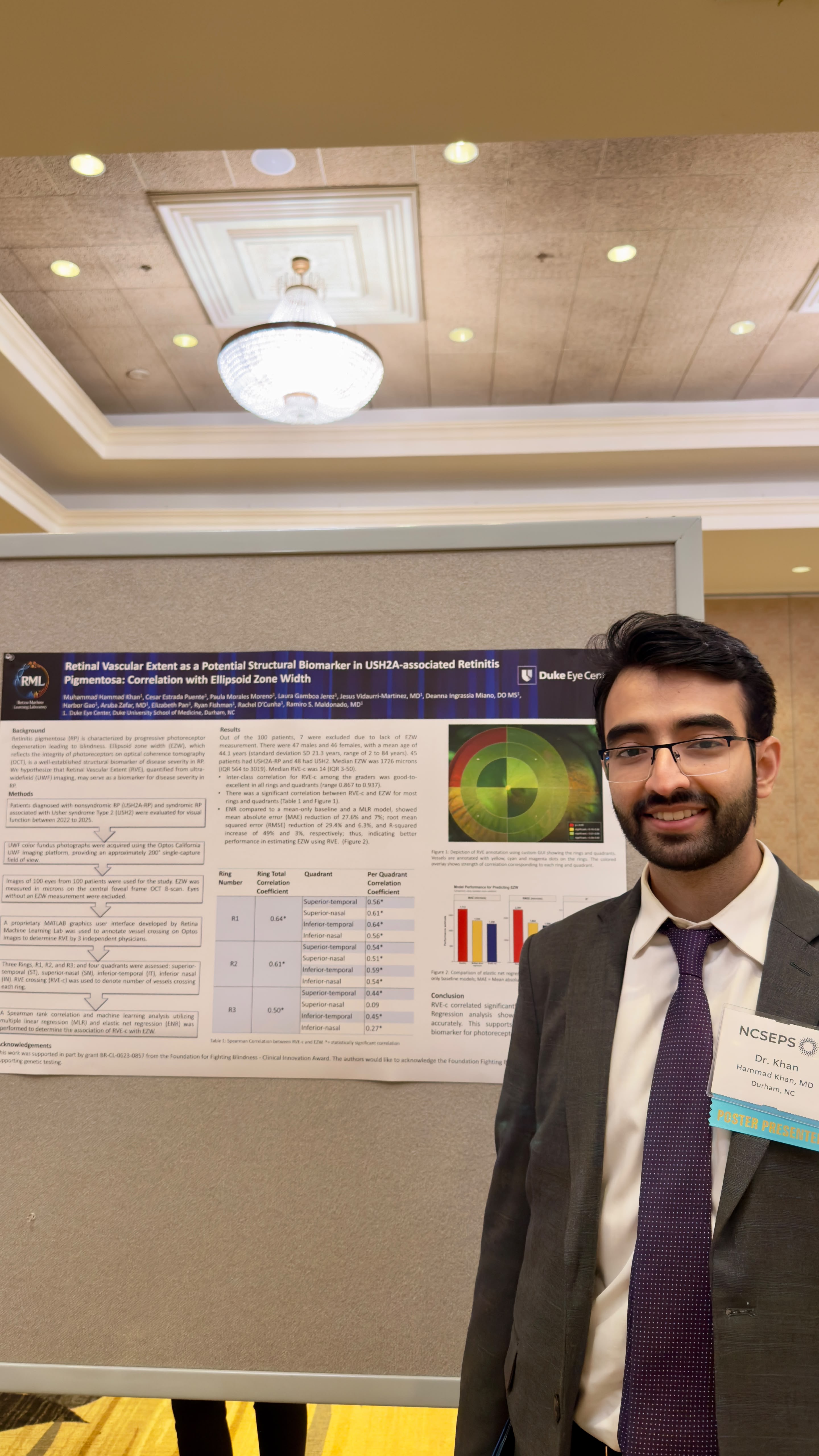 student with poster 