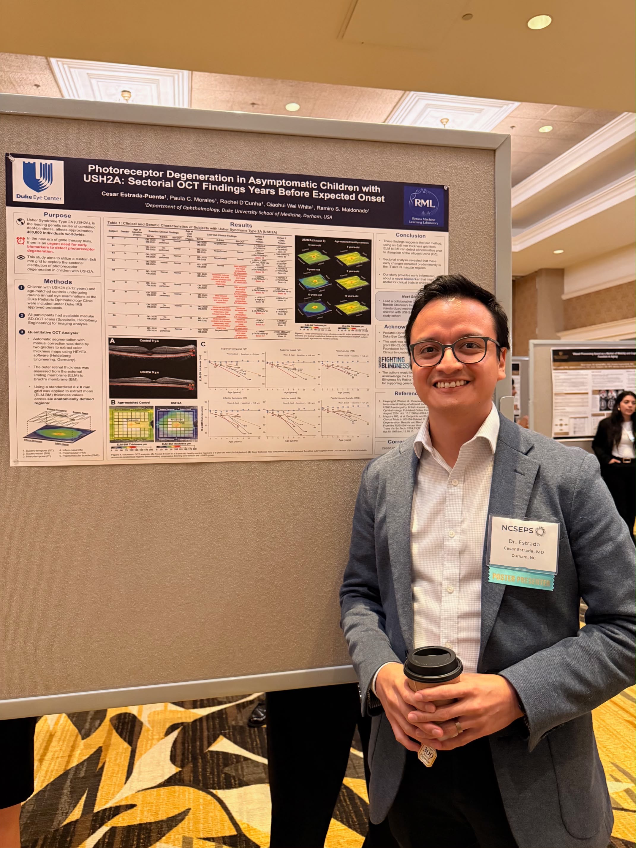 student with poster