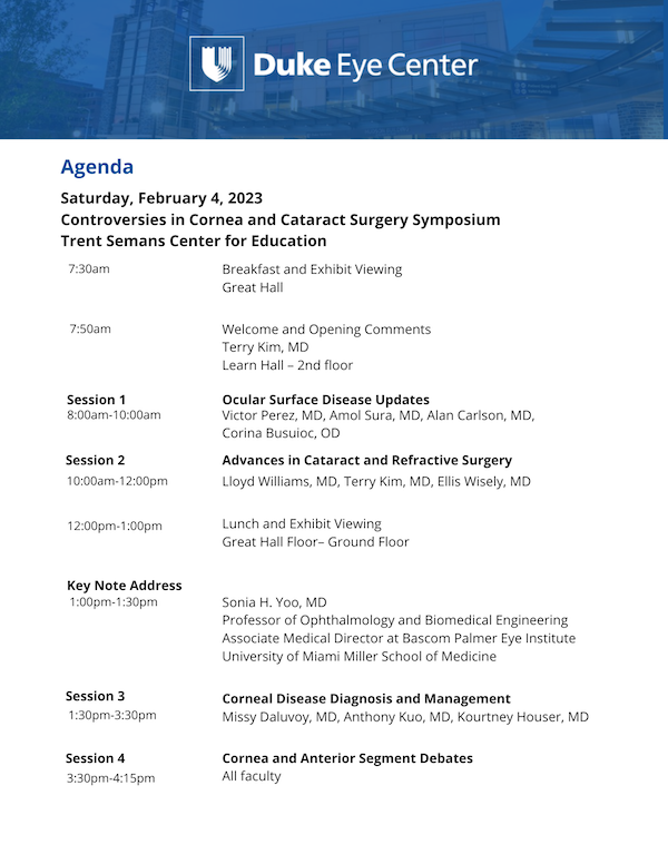 Cornea Symposium Agenda