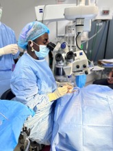 Dr. Hinds performing cornea transplant surgery