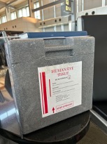 styrofoam cooler box that transports corneal tissue