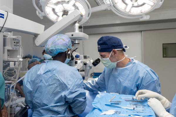 eye surgery with Dr. Lloyd Williams teaching Dr. Celeste Hinds in Guyana South America