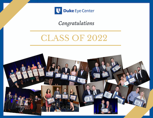 Duke Ophthalmology Class of 2022 Congratulations Card and photos from Celebration Event 